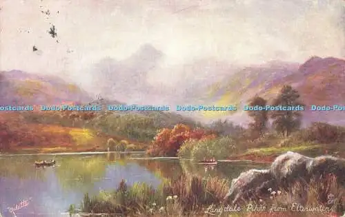 R595592 Langdale Pikes from Elterwater Oilette Picturesque Lakes Series V Tuck 7