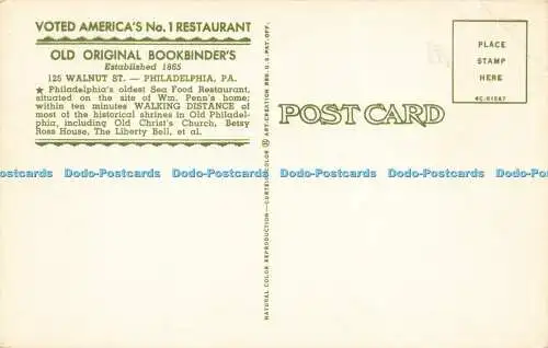 R597703 Old Original Bookbinders 125 Walnut St Philadelphia Voted Americas No 1