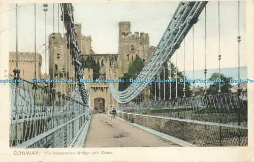 R595696 H C Conway Hängebrücke und Schloss Aquarell Postkarte Bild Sta