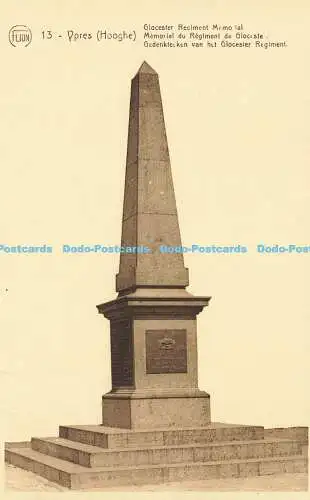 R589826 Flion 13 Ypern Hooghe Glocester Regiment Memorial Bruxelles Nord