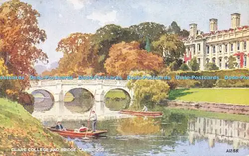 R591749 Clare College and Bridge Cambridge A1255 Kunstfarbe E W H Valentines 194