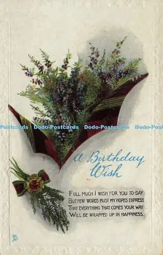 R589927 A Birthday Wish Full much I wish for you to day Tuck Gem Birthday Postca