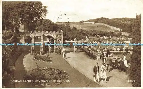 R595835 Norman Arches Heysham Head Gardens G 4929 Valentines Photo Brown Postcar