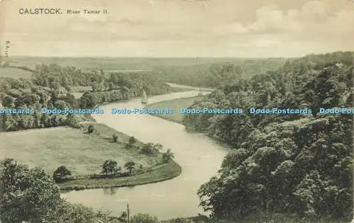 R595841 S A 147 Calstock River Tamar II Peacock Art Monotone Postkarte Bild