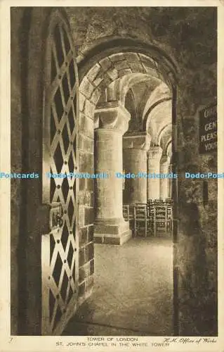 R589951 7 Tower of London St Johns Chapel in White Tower H M Office of Works Har