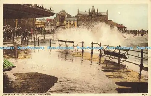 R593834 Morecambe Rough Sea at the Battery 1950
