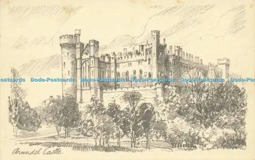 R597987 Arundel Castle John Glossop W P Serie Bleistiftskizze Reproduktion