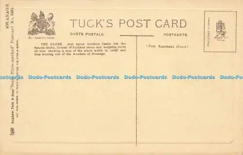 R591953 Swanage Globe Tuck Plate markiert Postkarte Nr. 2461