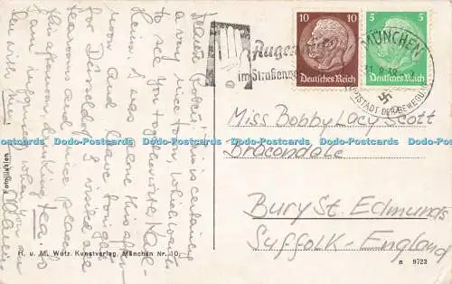 R590092 München Marienplatz Rathaus u Frauenkirche H u M Wutz Nr 10 1938
