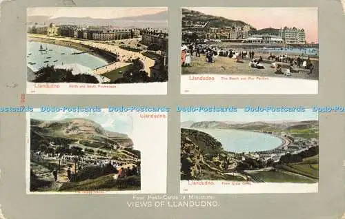 R598032 Ansichten von Llandudno vier Postkarten in Miniatur The Happy Valley North a