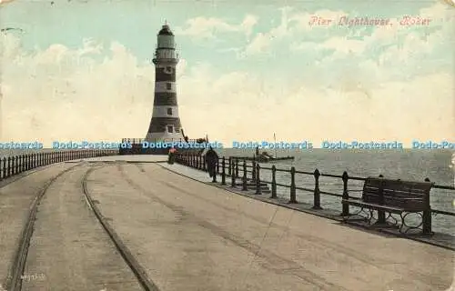 R596045 48976 Pier Lighthouse Roker Valentines Serie 1908