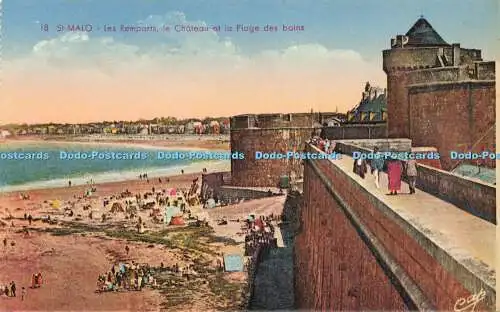 R598056 St Malo Les Remparts le Chateau et la Plage des Bains C A P