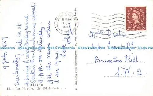 R598138 Alger La Mosquee de Sidi Abderhaman C A P 1957