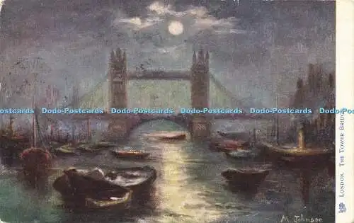 R598197 London The Tower Bridge Tuck Oilette Postkarte 6194 M Johnson 1906