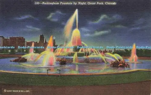 R594308 Chicago Grant Park Buckingham Fountain by Night Aero Distributing C T Ar