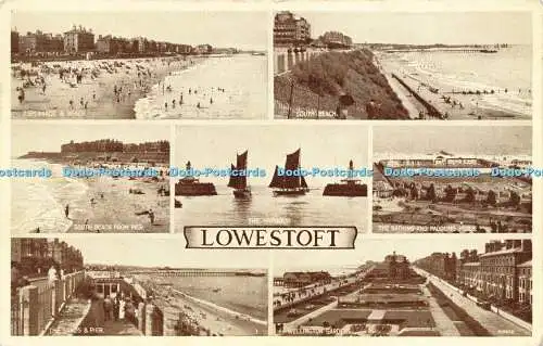 R594340 Lowestoft The Harbour South Beach vom Pier The Bathing and Paddling Poo