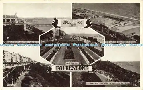 R594342 Grüße aus Folkestone Leas Gardens Leas Cliff Konzerthalle und Piers