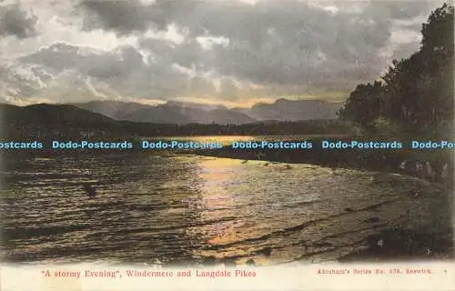 R598462 Windermere and Langdale Pikes A Stormy Evening Abraham Series No 458