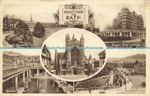 R598489 Grüße aus Bath Abbey West Front Empire Hotel und Abbey Roman Baths