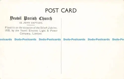 R596534 Yeovil Pfarrkirche S Johannes Täufer Flutlicht anlässlich Silvet Jubi