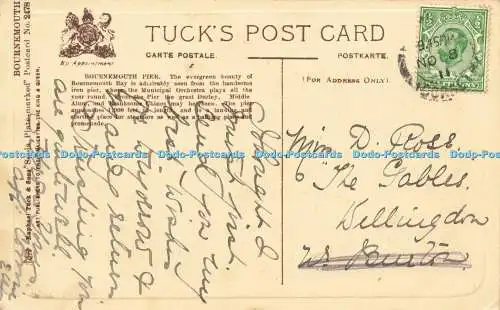 R596607 Bournemouth Pier Tuck Sepia Plattenmarkt Postkarte Nr. 2478 1911