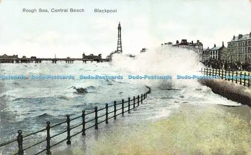 R596673 Rough Sea Central Beach Blackpool B H S und S M