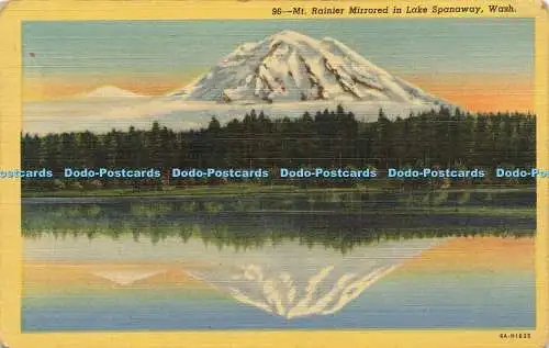 R596709 96 Mt Rainier Mirrored in Lake Spanaway Wash C T Art Colortone