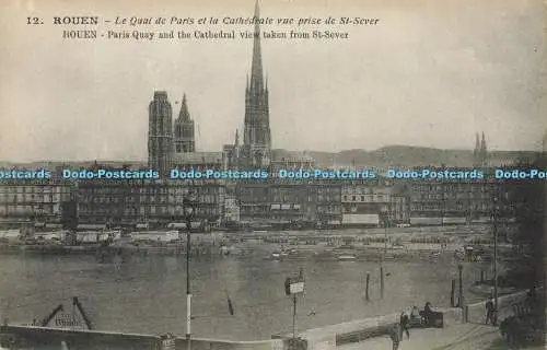 R598744 Blick auf den Kai von Rouen Paris und die Kathedrale von St Sever J C