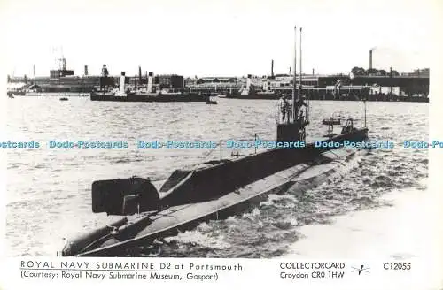 R598863 Royal Navy Submarine D 2 at Portsmouth Collectorcard C 12055