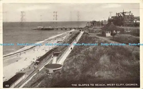 R598951 Cromer West Cliff The Slopes to Beach 1951