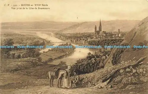 R599415 Rouen au XVII Siecle Vue Prise de la Cote de Bonsecours C V