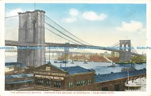 R599796 New York City The Brooklyn Bridge Manhattan Bridge in Distance Century P