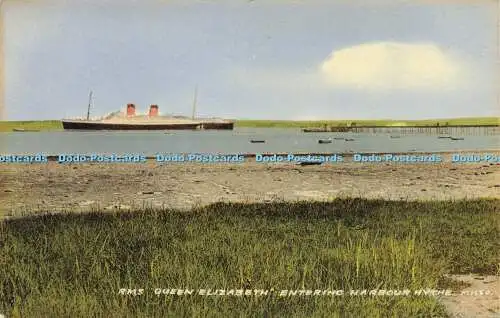 R599867 R M S Queen Elizabeth Entering Harbour Hythe Valentine Collo Farbe