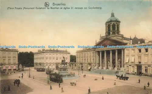 R600556 Nels Bruxelles Place Royale Monument Godefroid de Bouillon et eglise St