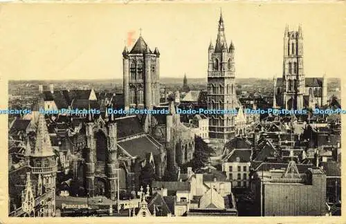 R600776 Nels Gand Gent Panorama Eglise St Nicolas le Beffroi et lEglise St Bavon