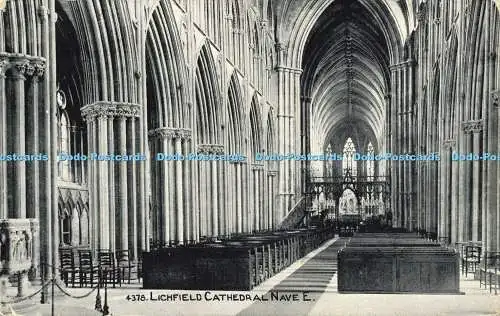 R600919 4378 Lichfield Cathedral Nave E Photochrom 1919