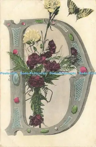 R604869 Grußkarte Blumen und der Brief D Nr 410 4 1906