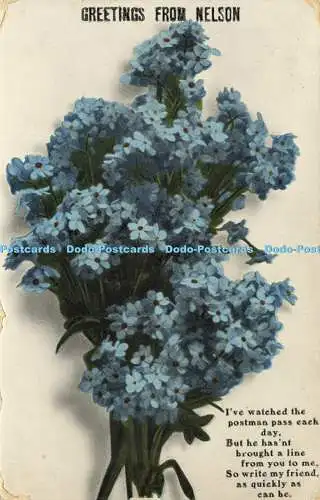 R605017 Grüße von Nelson Blue Flowers H B 1915