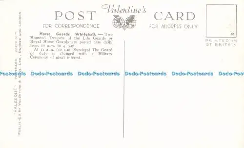 R601540 Horse Guards Sentries Whitehall London T 2 Valesque Valentines
