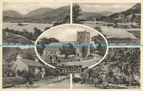 R609862 Grasmere The Church From Red Bank Rydal Water W J Colwell Valentine Mult