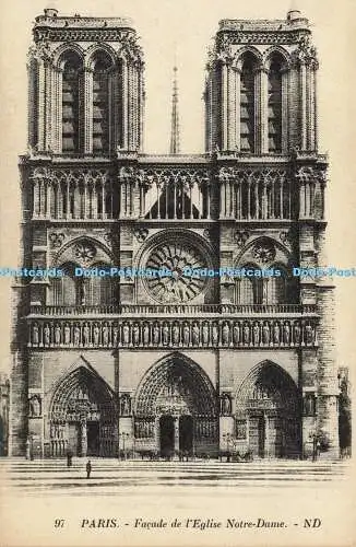 R607822 Paris Facade de l Eglise Notre Dame Levy et Neurdein Reunis ND