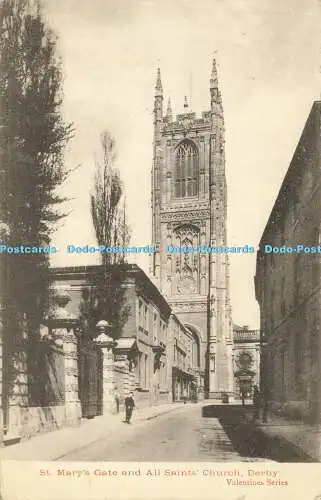 R605425 Derby St Mary Gate and All Saints Church Valentines Series 1905