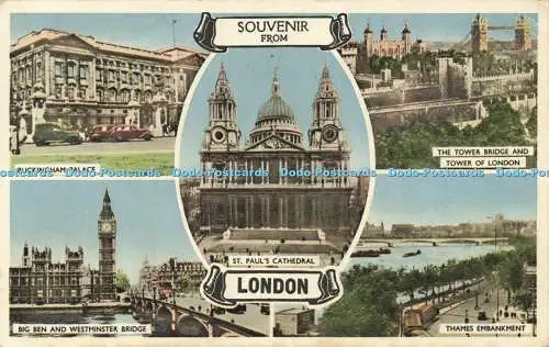 R608063 Souvenir aus London St Paul Cathedral Thames Embankment Big Ben and Wes