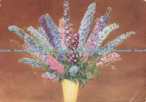 R605583 Mauves und Blau von Delphiniums sind in getäfelten h