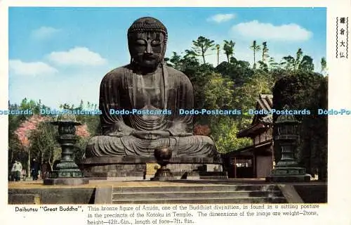 R608204 Daibutsu Großer Buddha Bronze Figur Amida Fukuda Karte