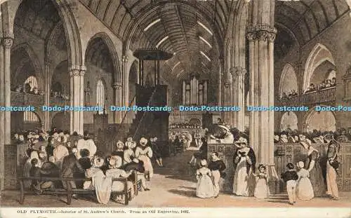 R602135 Old Plymouth Interior of St Andrews Church From an Old Engraving 1832 J