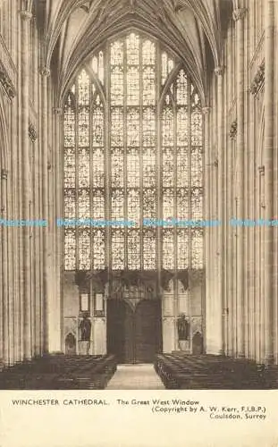 R603665 Winchester Cathedral The Great West Window A W Kerr F I B P 1952