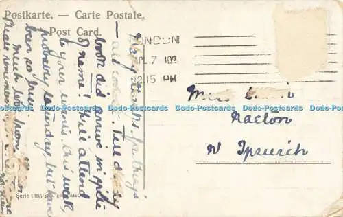 R603672 Grußkarte Ein Junge mit einem Mädchen am Fenster Serie 1395 1910