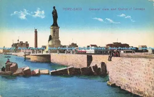 R605896 Port Said Gesamtansicht und Statue von Lesseps Serie 649 Kairo Postkarte T