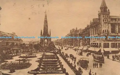 R608558 Edinburgh Princes St Blick nach Westen Tuck Sepia Postkarte Nr. 2016 1920